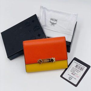 MCM Small Flap Wallet Milano Leather Golden Mango